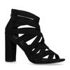 Sandales synthétique verni à talon et brides croisées - noir