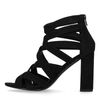 Sandales synthétique verni à talon et brides croisées - noir