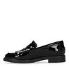 Loafers en cuir verni avec franges - noir