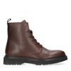 Bruin leren veterboots met zwarte zool