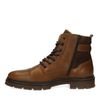 Cognac leren veterboots met imitatiebont