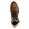 Cognac leren veterboots met imitatiebont