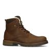 Cognac leren veterboots met beige voering