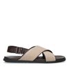 Bruine leren sandalen met beige details