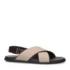 Bruine leren sandalen met beige details