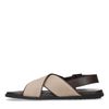 Bruine leren sandalen met beige details