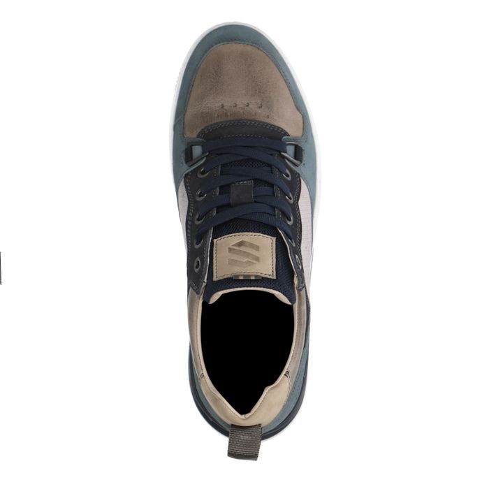 Beige sneakers met blauwe details