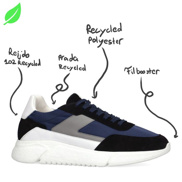 Vegan donkerblauwe sneakers met details