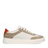 Beige sneakers met suède details