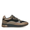 Bruine suède sneakers met zwarte details