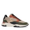 Beige leren sneakers met groene details
