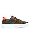 Groene leren sneakers met oranje details