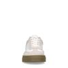 Witte sneakers met beige suède details