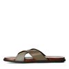 Grijze leren slippers met gekruiste banden