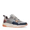 Grijze leren sneakers met oranje details