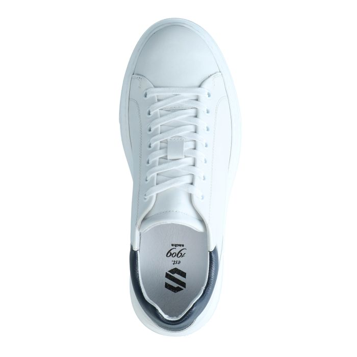 Witte leren sneakers met blauw detail