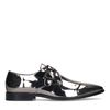 Zilverkleurige glans metallic gespschoenen