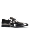 Zilverkleurige glans metallic gespschoenen