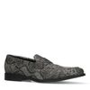 Zwarte leren penny loafers met pythonprint
