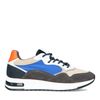 Multicolored suède sneakers met blauwe details