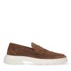 Bruine suède loafers met chunky zool