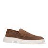 Bruine suède loafers met chunky zool