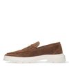 Bruine suède loafers met chunky zool
