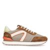 Beige suède sneakers met gekleurde details