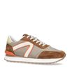 Beige suède sneakers met gekleurde details
