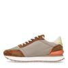 Beige suède sneakers met gekleurde details