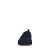 Donkerblauwe suède loafers met gevlochten detail