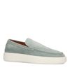 Zeegroene suède loafers met witte zool