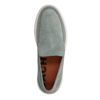 Zeegroene suède loafers met witte zool