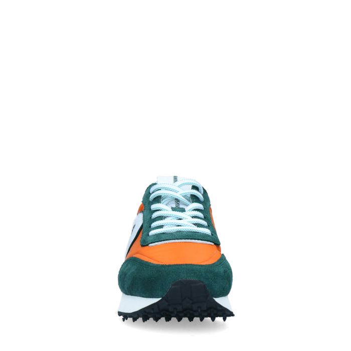Oranje suède sneakers met gekleurde details