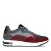 Multicolored suède sneakers met rode details