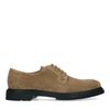 Taupe suède veterschoenen met zwarte zool