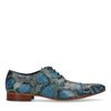 Blaue Lederschnürschuhe mit Schlangenmuster
