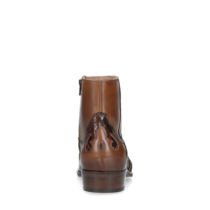 Cognacfarbene Western Boots mit Schlangenmuster