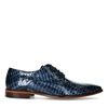 Dunkelblaue Leder-Schnürschuhe mit Print