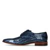 Dunkelblaue Leder-Schnürschuhe mit Print
