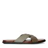 Graue Ledersandalen mit gekreuzten Riemchen