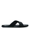 Schwarze Ledersandalen mit gekreuzten Riemchen
