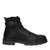 Schwarze Leder-Schnürboots mit Kunstfellfutter