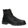 Schwarze Leder-Schnürboots mit Kunstfellfutter