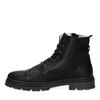 Schwarze Leder-Schnürboots mit Kunstfellfutter