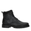 Schwarze Leder-Schnürboots mit schwarzem Futter