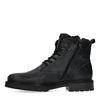 Schwarze Leder-Schnürboots mit schwarzem Futter