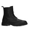 Schwarze Leder-Schnürboots mit Stick-Detail