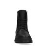 Schwarze Leder-Schnürboots mit Stick-Detail