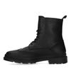 Schwarze Leder-Schnürboots mit Stick-Detail